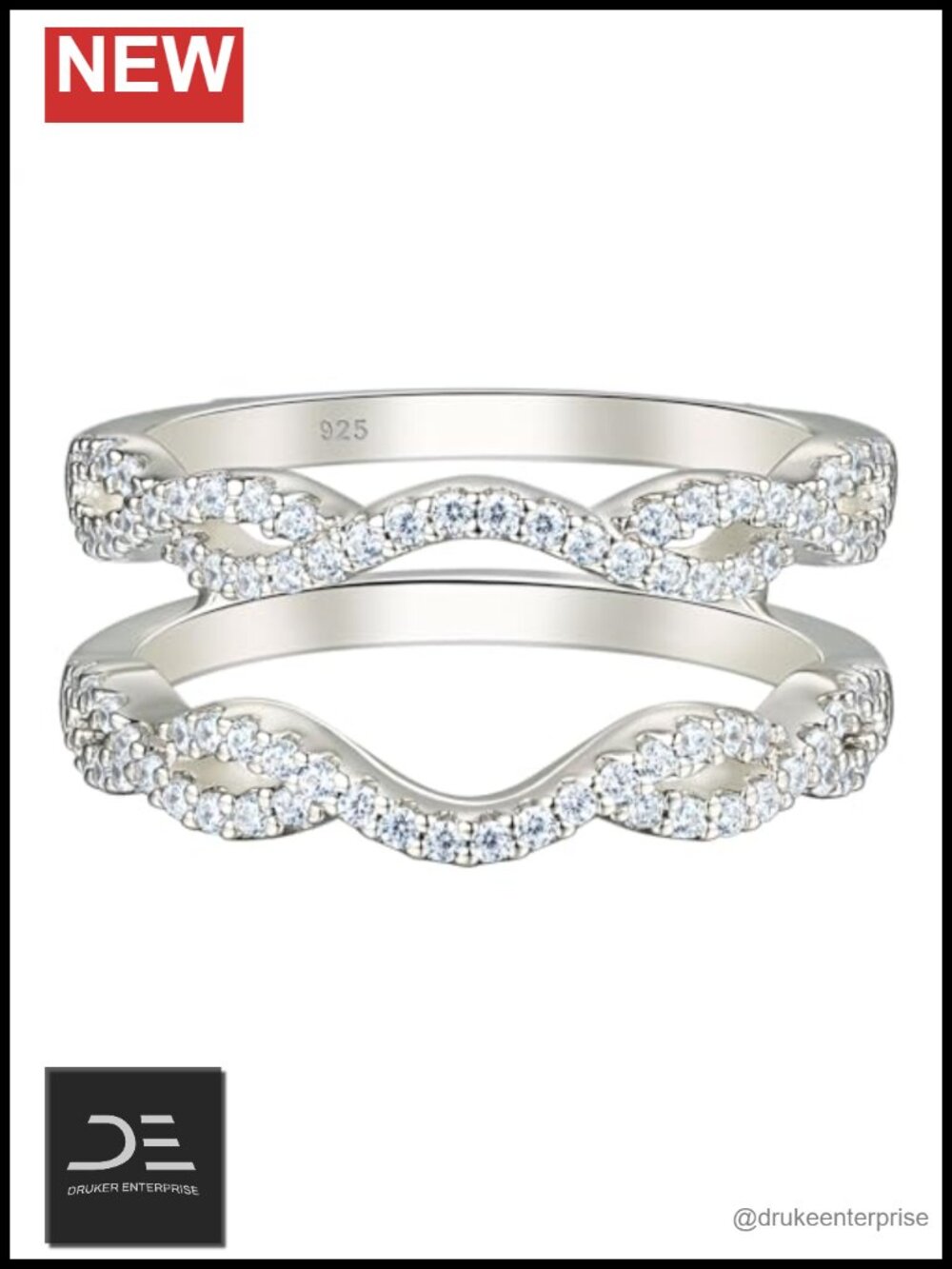 Sterling Silver Cubic Zirconia Ring Enhancer Wedding Band Women Size 7 Pave